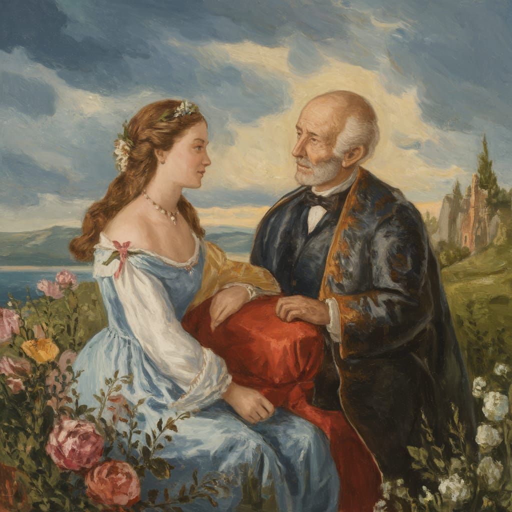 A Woman Reunites with Her Ancestor in a Heavenly Afterlife