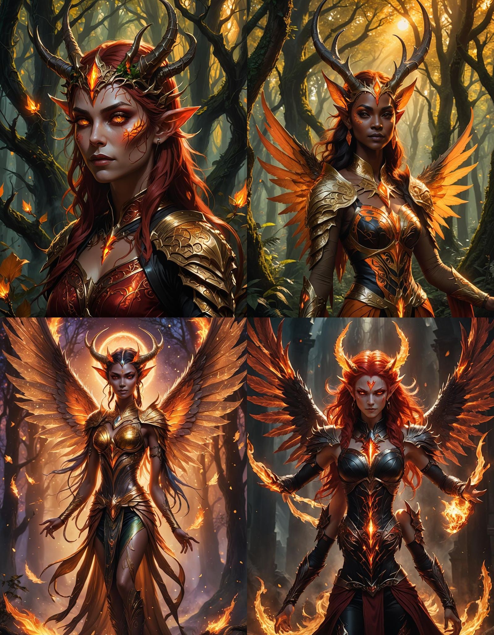 Image of a DnD Fey'ri a demon sun elf hybrid