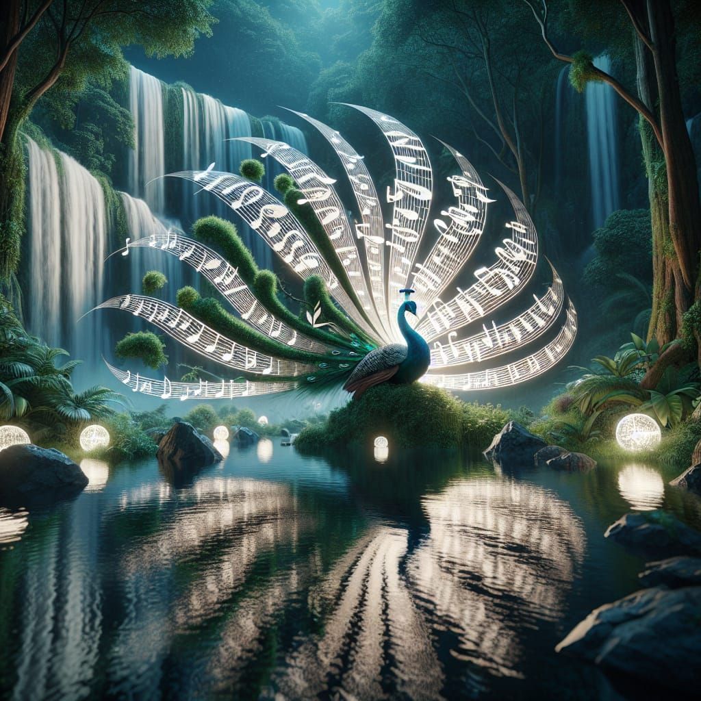 Majestic Peacock in Musical Harmony with Nature