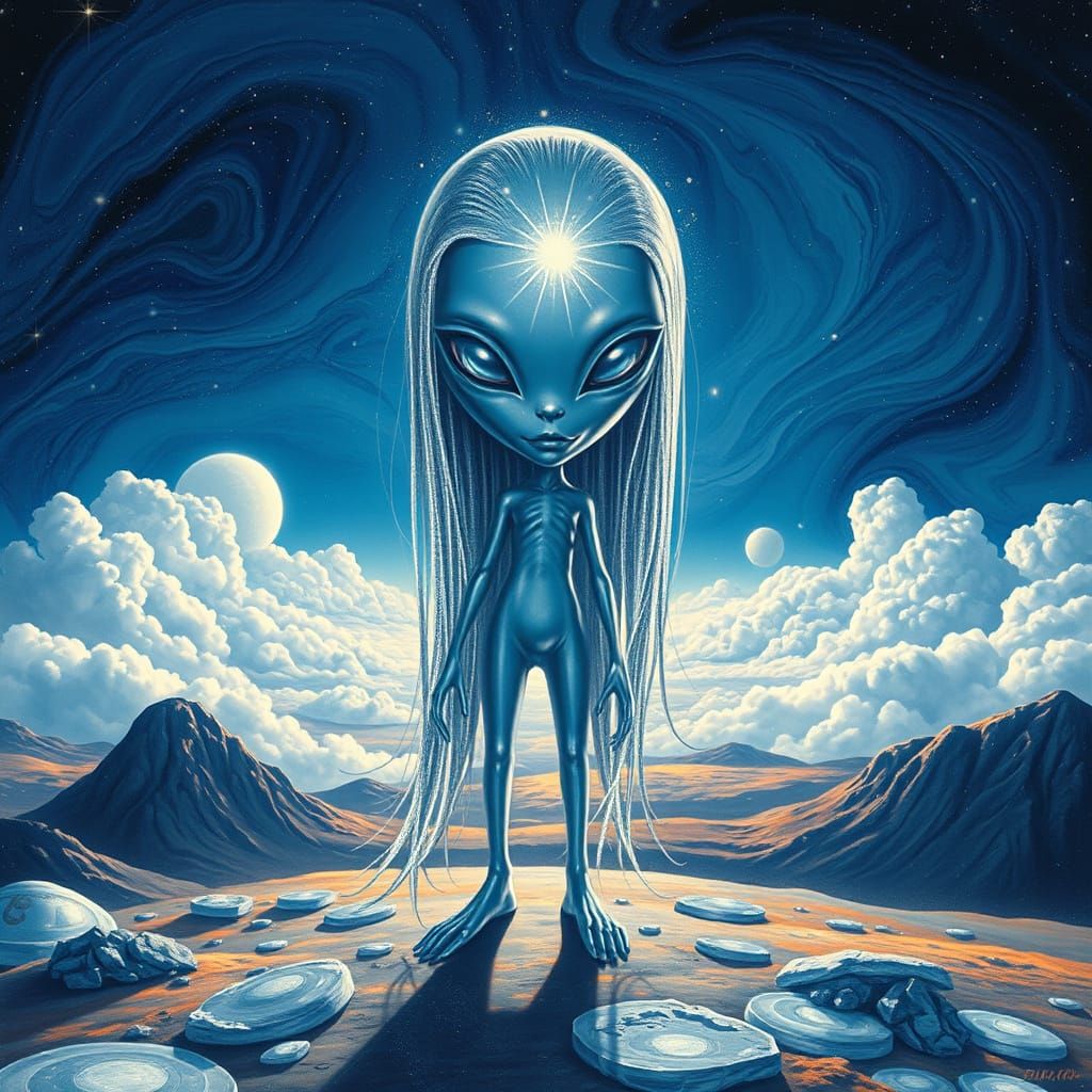 Beautiful Alien on Jupiter in Kusama Style