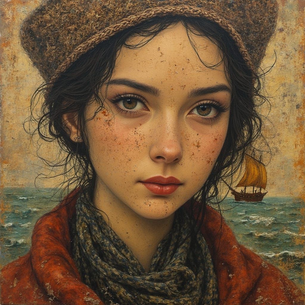 Surreal Buccaneer Woman at Sea in Dadaïsme Style