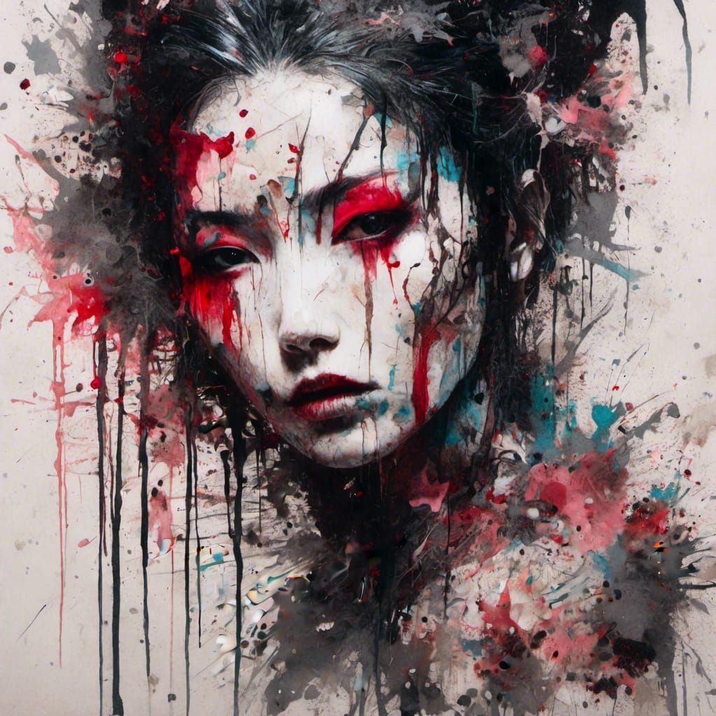 Vibrant Geisha in a Cyberpunk Mural