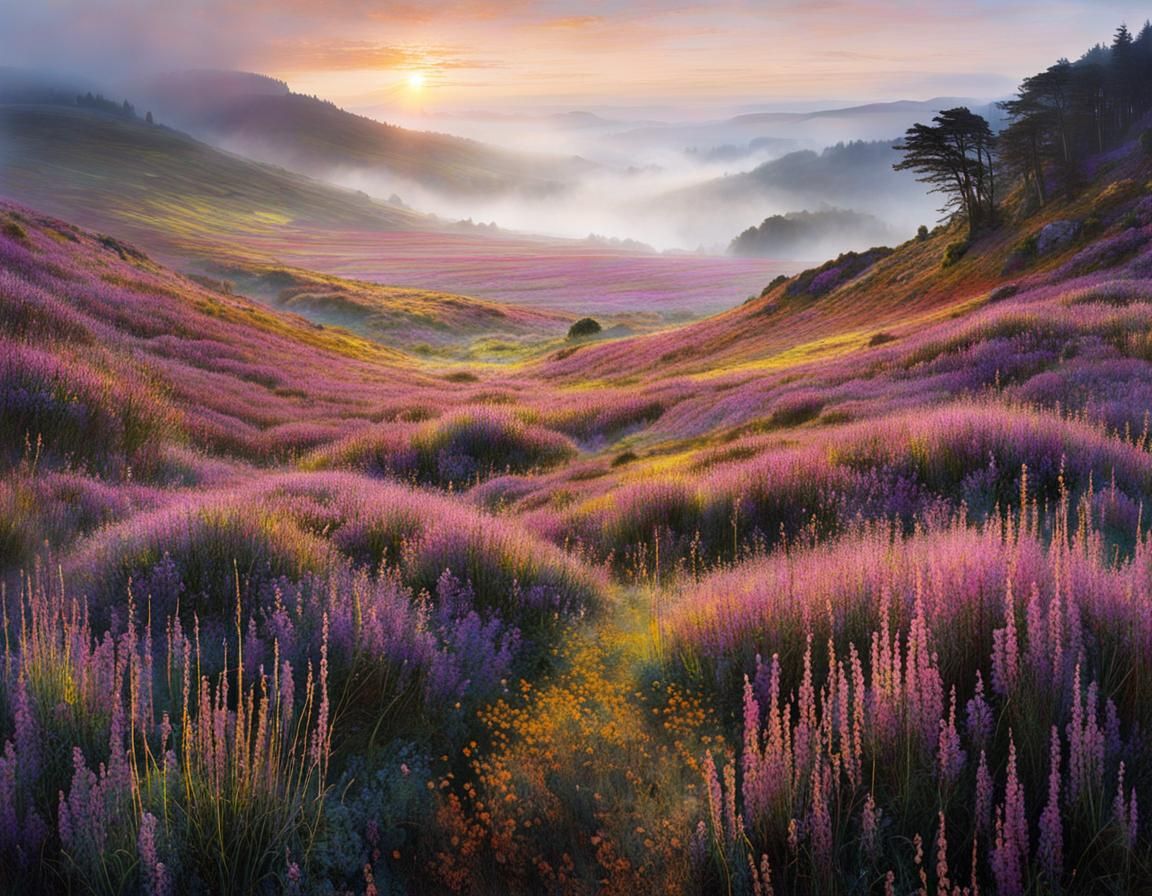 Vibrant Summer Landscape in Impressionist Style