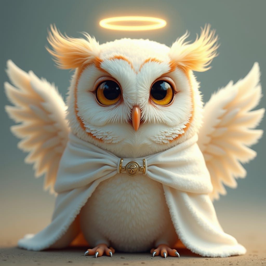 Surreal Angelic Owl in Heavenly Realm