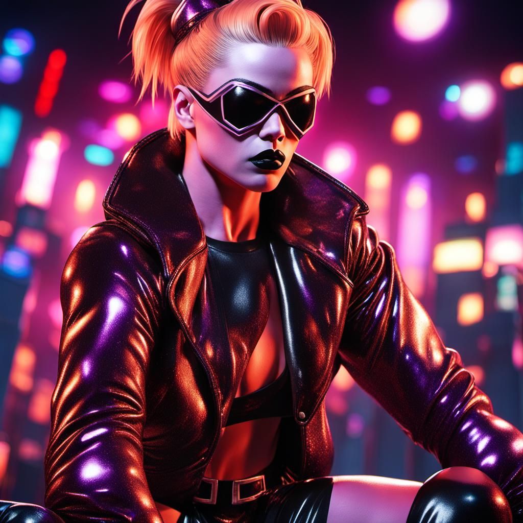 Powerful Female Wrestler in Late 80s Anime Style