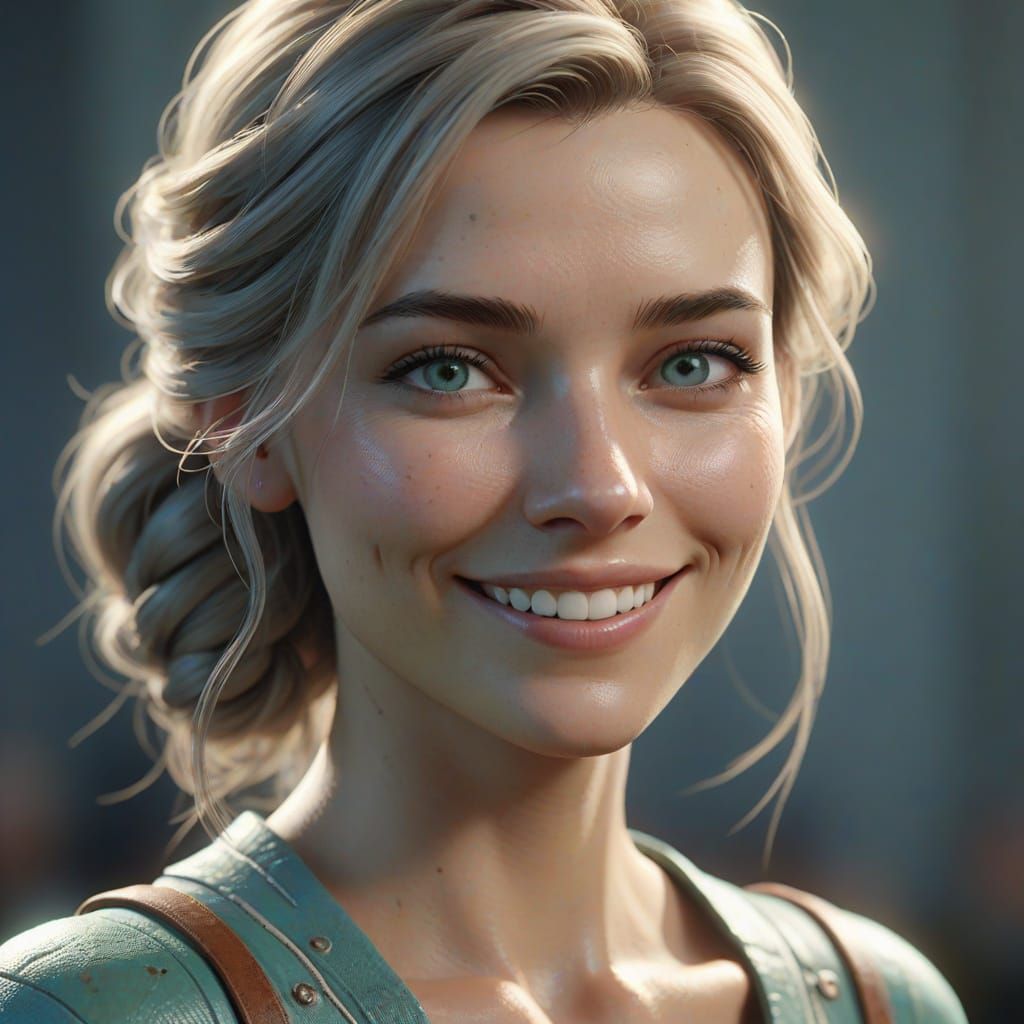 Cinematic 3D Render of a Smiling European Woman
