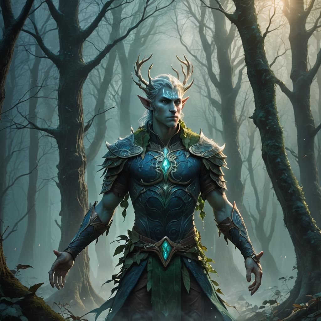 Heroic Wood Elf Male in Moonlit Forest