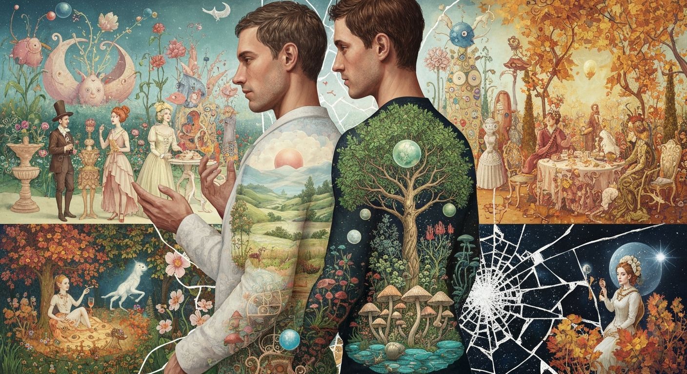 Surreal Garden Party of Humanity, Earth, and Cosmos