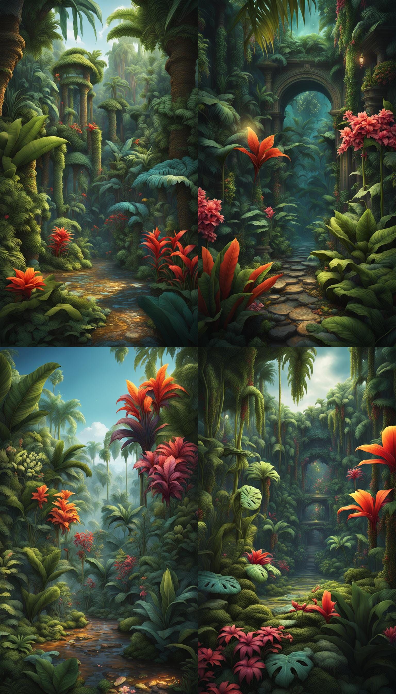 Vibrant Tropical Paradise in Deep Color