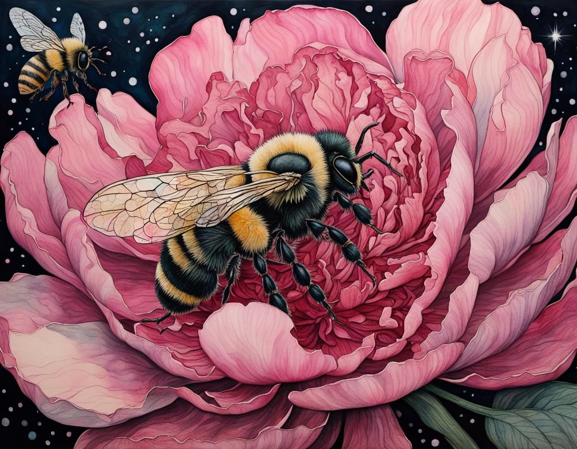 Dreamlike Nighttime Forest Blooms with Whimsical Detail