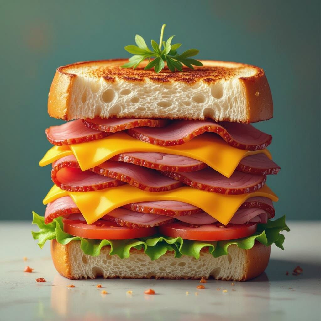 Delicious Layered Sandwich in a Digital Art Style