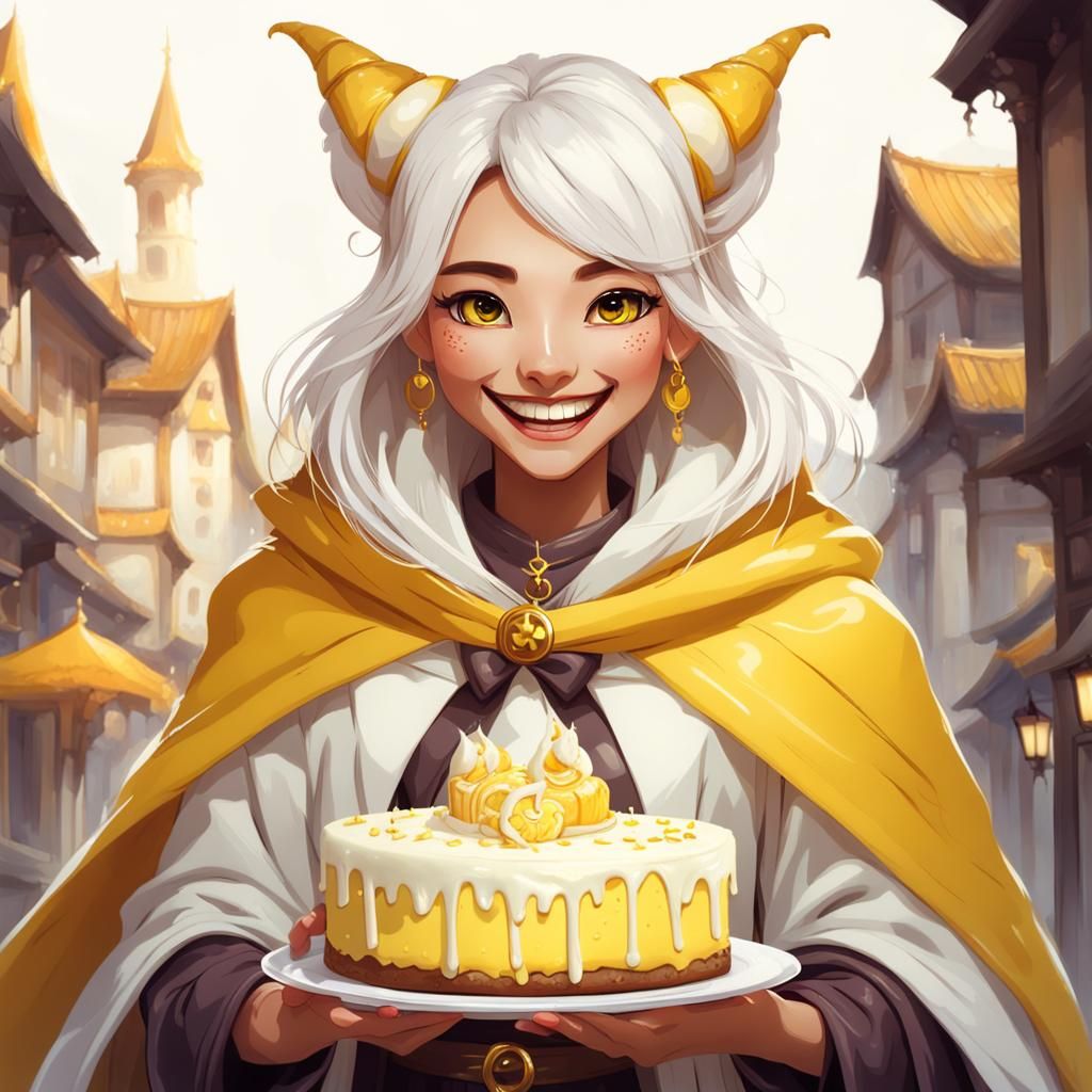 Vampire Sweetheart Holding White Cake