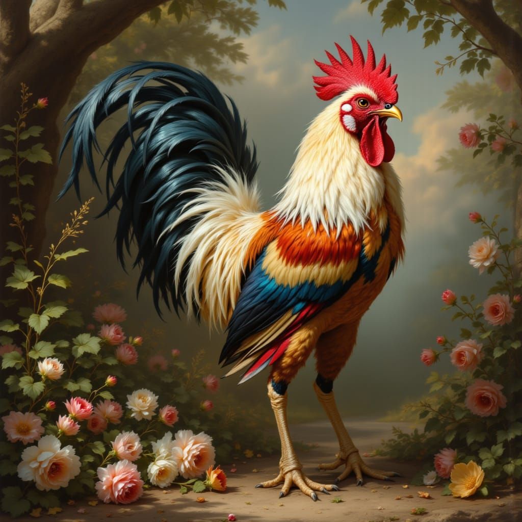 Rococo Rooster in French Court