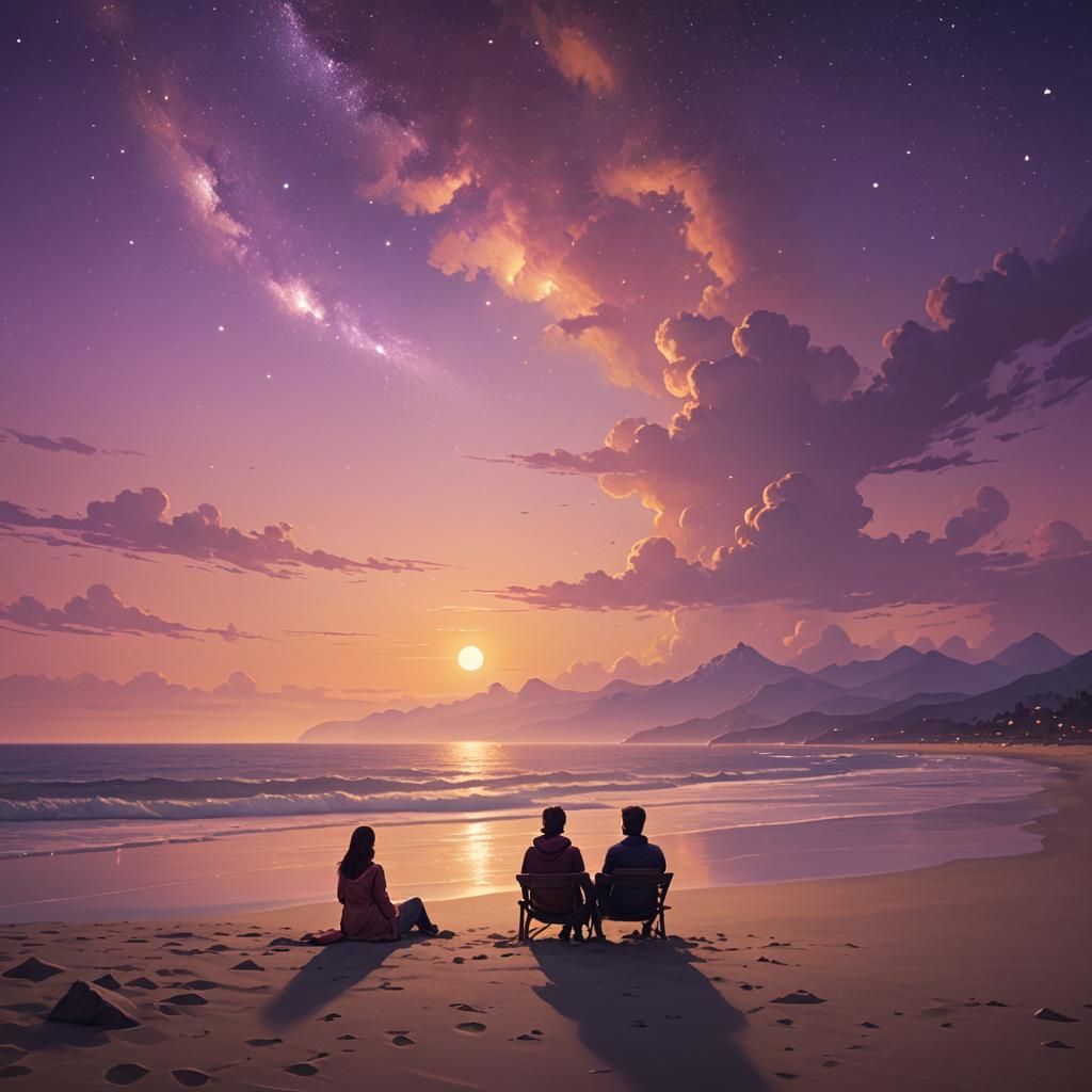 Dreamy Beach Sunset in Warm, Golden Light