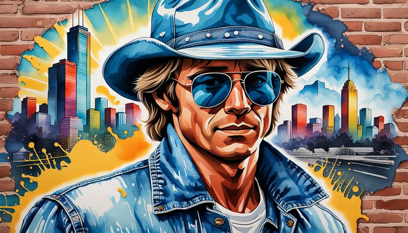 Close-Up Portrait of John Denver in Fantasy Skyline