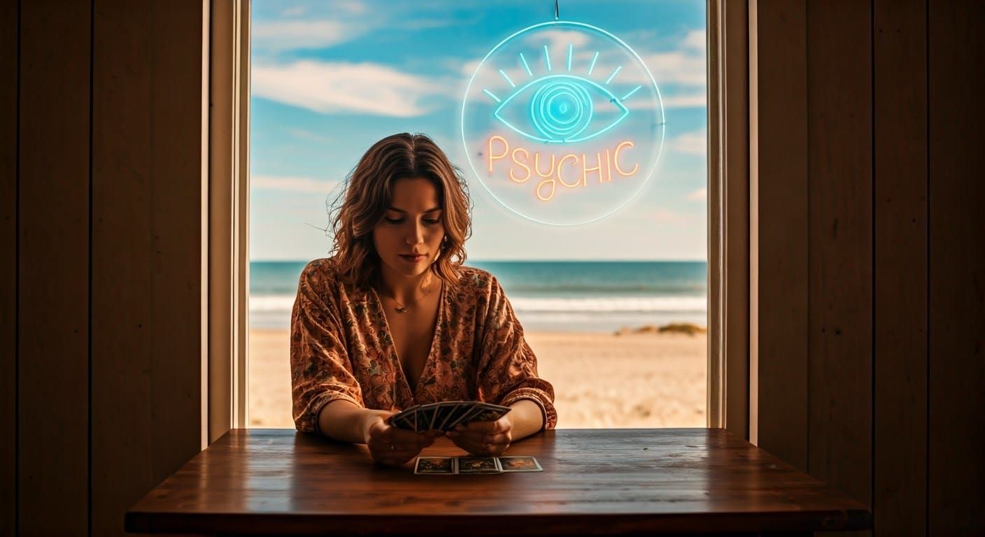 Mystic Woman in Beach House Psychic Parlor