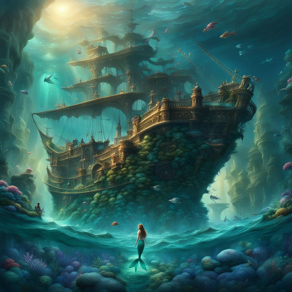 Epic Mermaid Portrait in Shimmering Underwater Realm