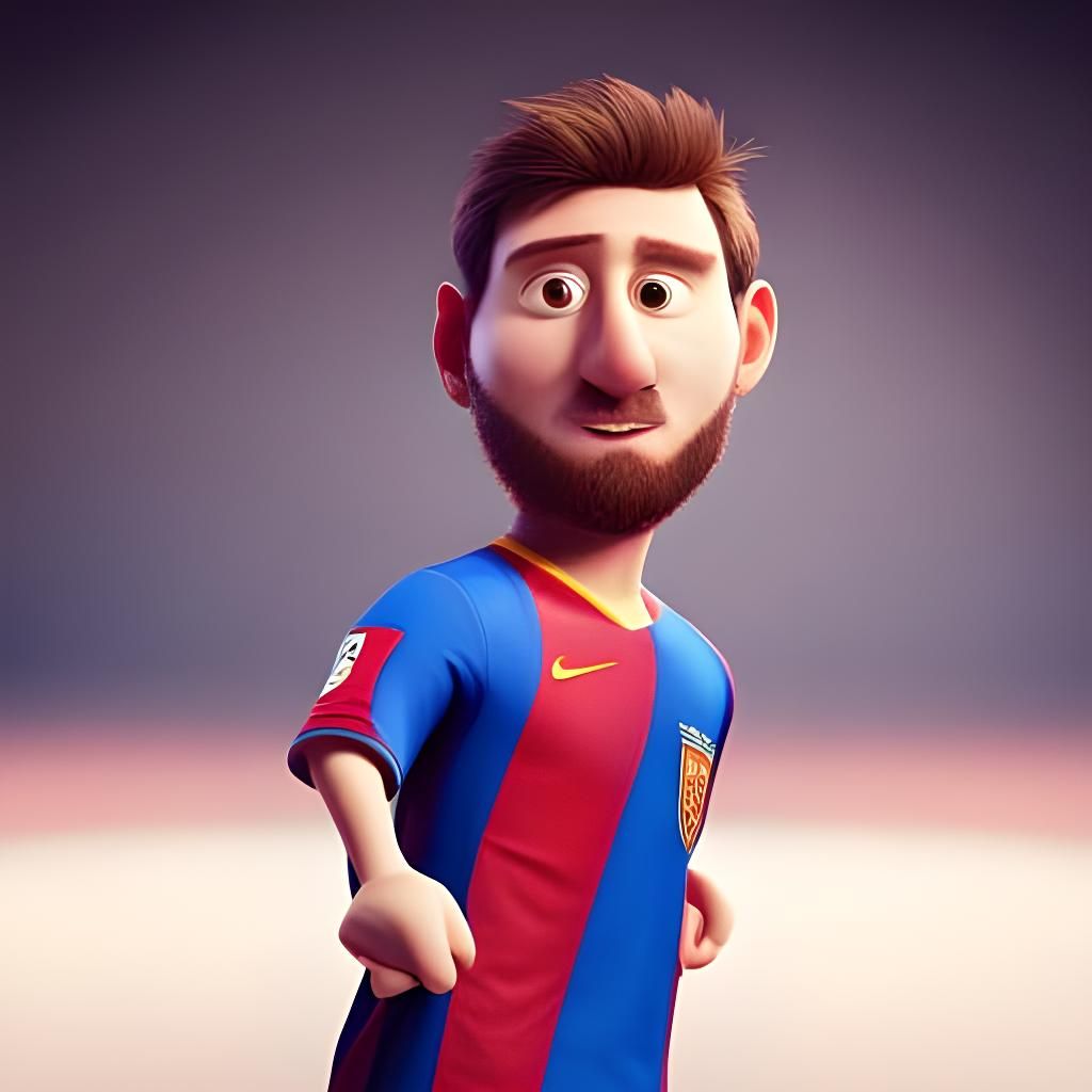 Lionel Messi in Vibrant Pixar-Inspired Concept Art