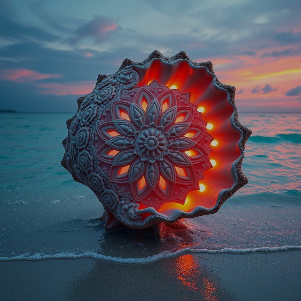 Glorious Seashell Mandala Unfolds on Tropical Beach