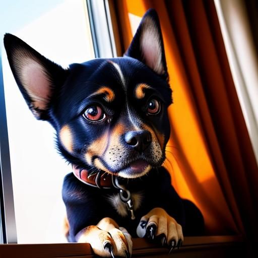 Fierce Canine Confronts Window Dweller in Whimsical Close-Up