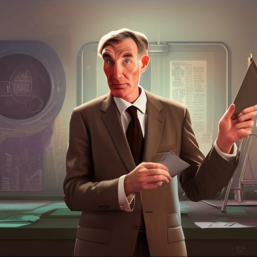 Bill Nye in Soviet Spy Fantasy, Intricate Detail, 8K Resolut...