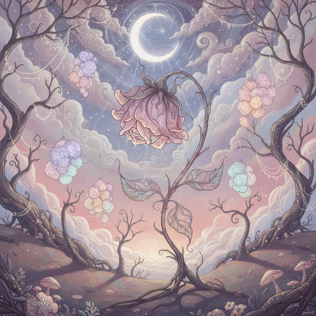 Wilting Rose Symbolizing Fragile Love in Twilight