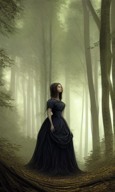 Dark Fantasy Portrait of a Brunette Lady in Ball Gown
