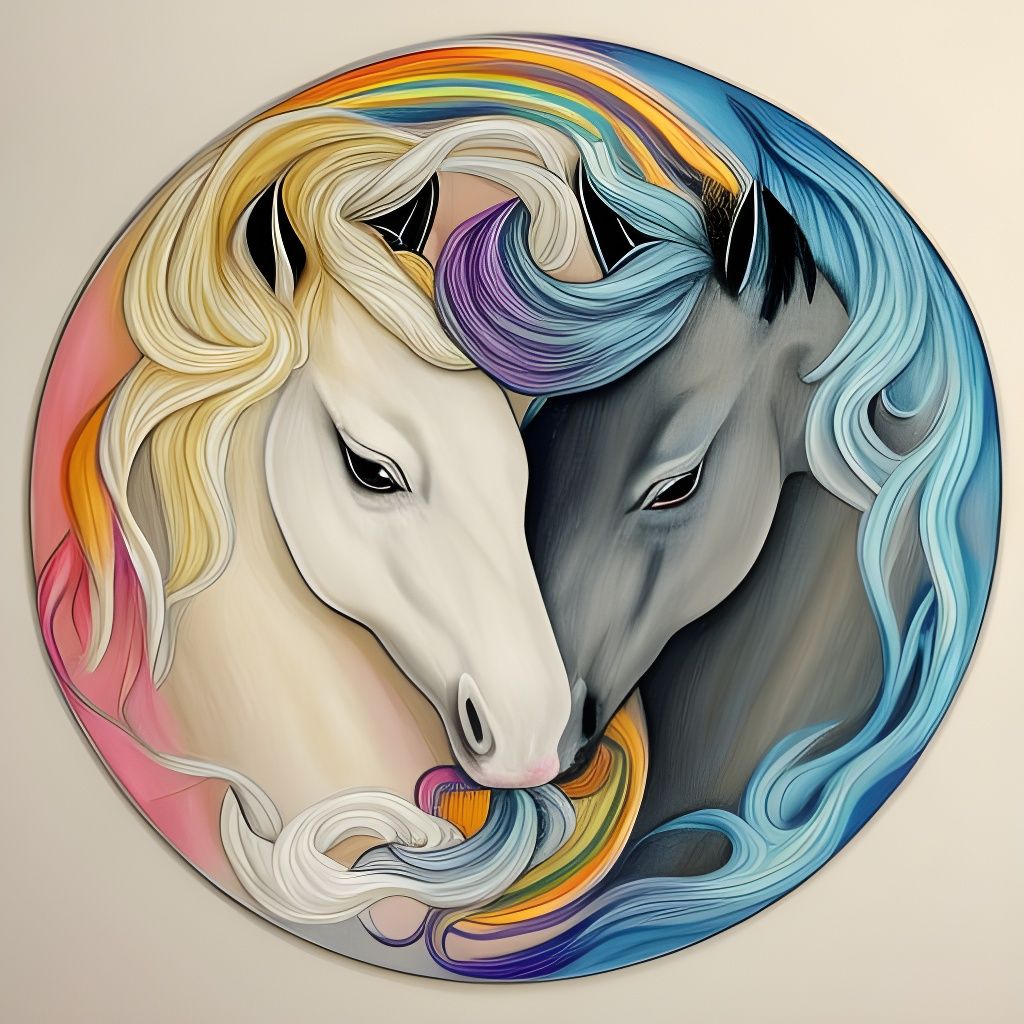 Unicorn Heads in Yin Yang Harmony