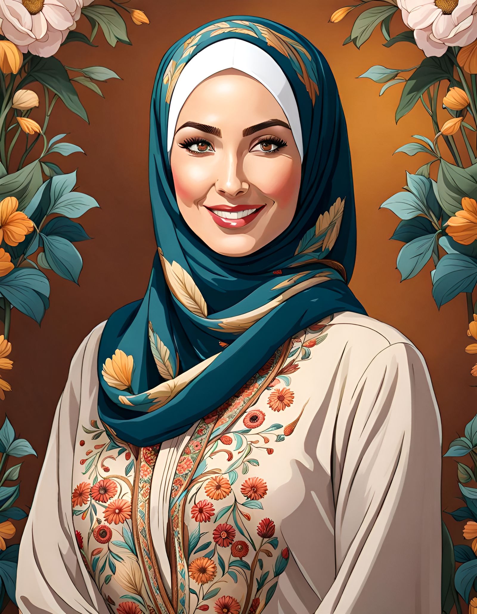 Elegant Turkish Woman in Botanical Garden