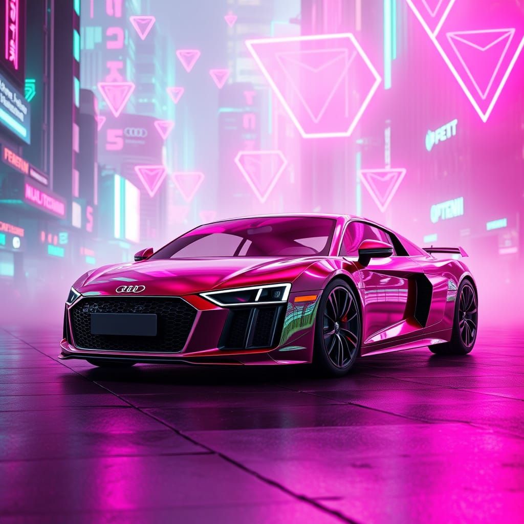 Sleek Audi R8 in Futuristic Cityscape