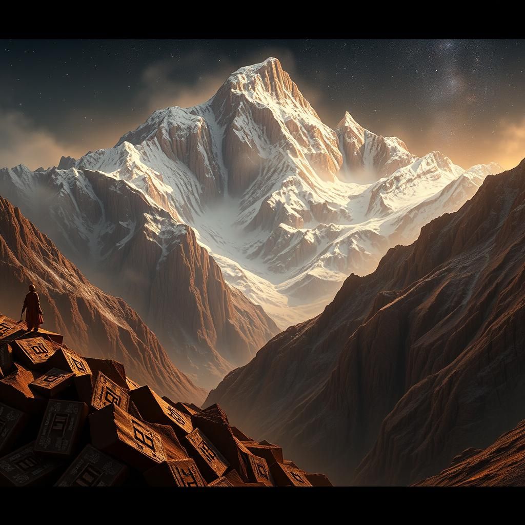 Mountain of Exquisite Brown Chocolate Bars in Cinematic Epic...