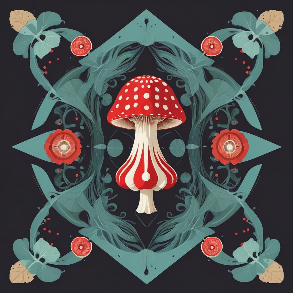 Amanita Muscaria in Geometric Vector Design