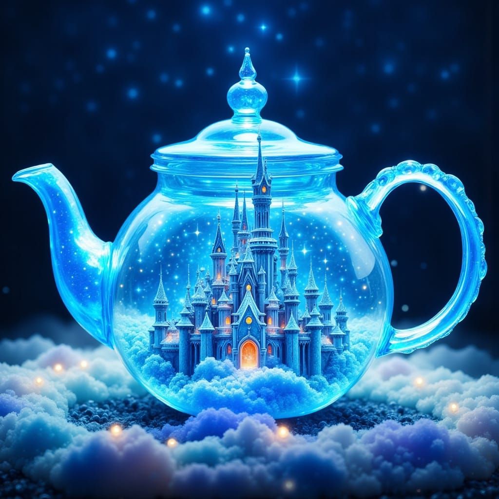Glass Castle Teapot in Dreamy Fantasy Style