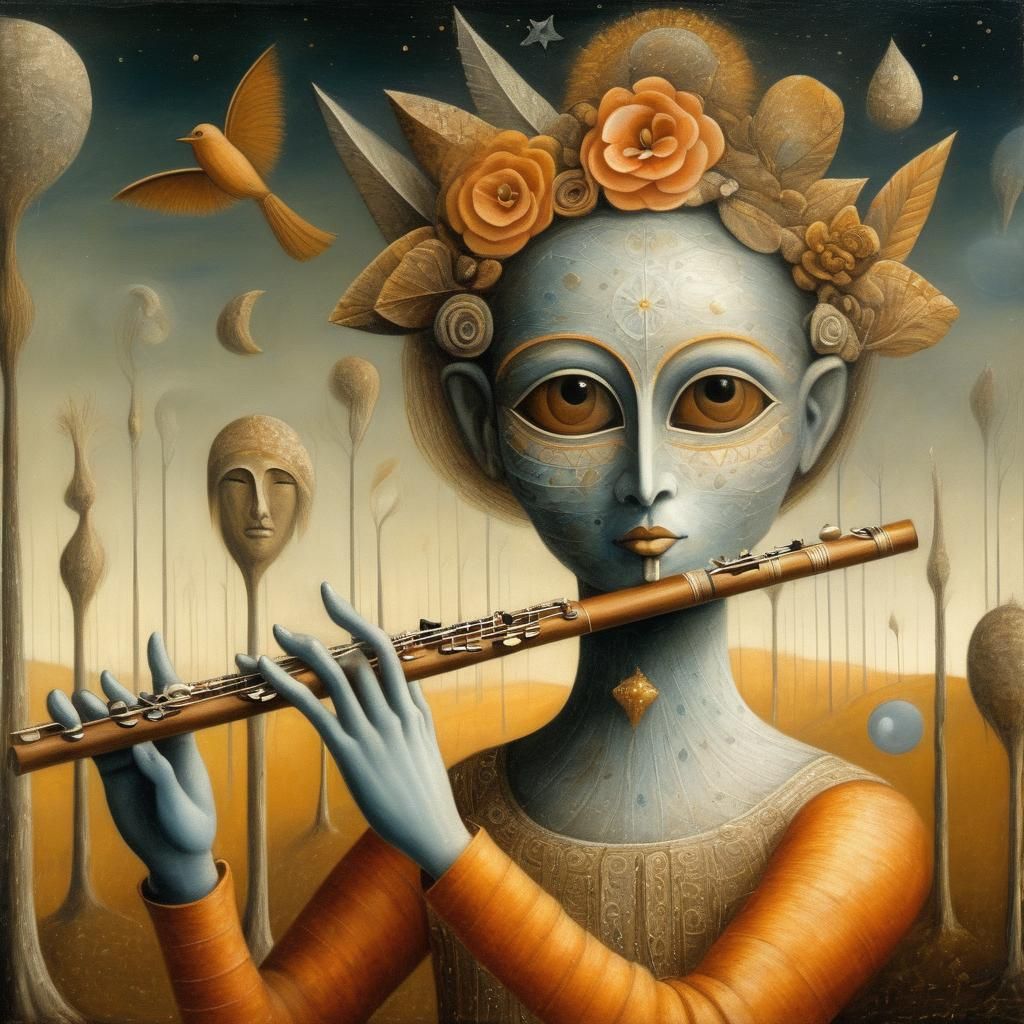 Surrealism in Renaissance Attire Under a Soft Full Moon