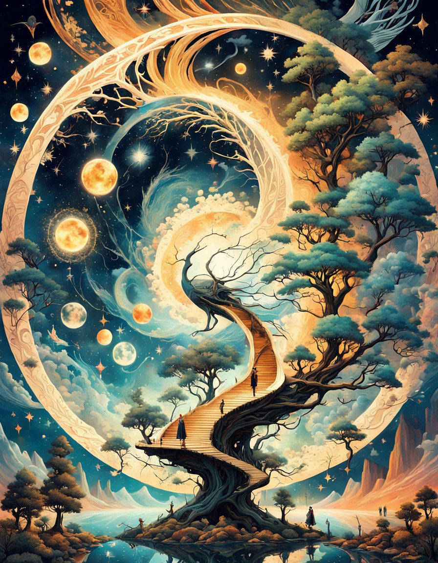 Mystical Portal to Dreamscapes Amidst Cosmic Starlight