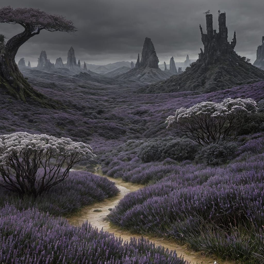 Mystical Forest Under a Darkened Sky