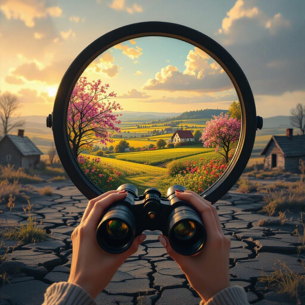 Binocular View: Impressionist Landscape in Dreamy Focus