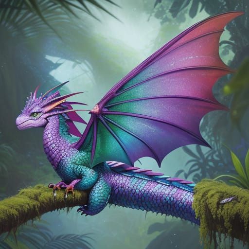 Whimsical Dragon in Iridescent Scales, Faerie-Inspired