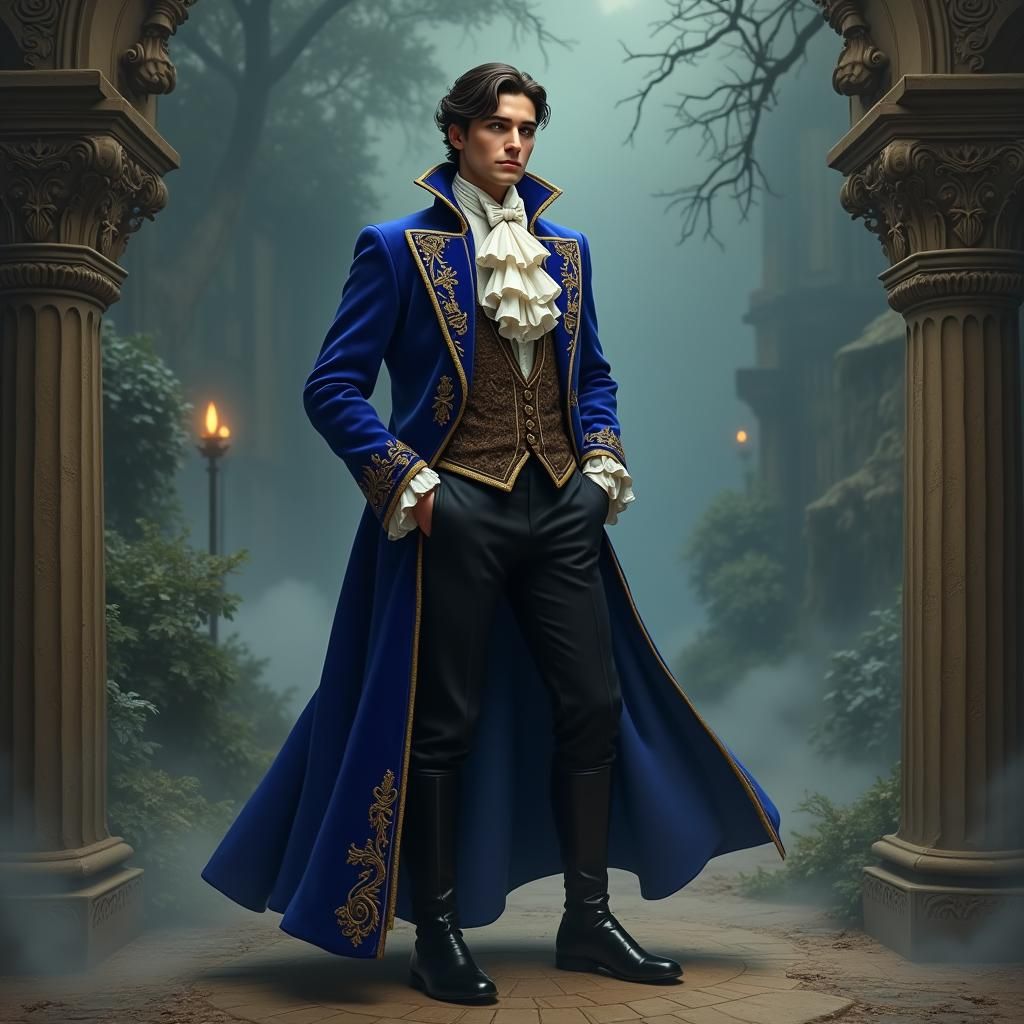 Regal Young Gentleman in Velvet Coat