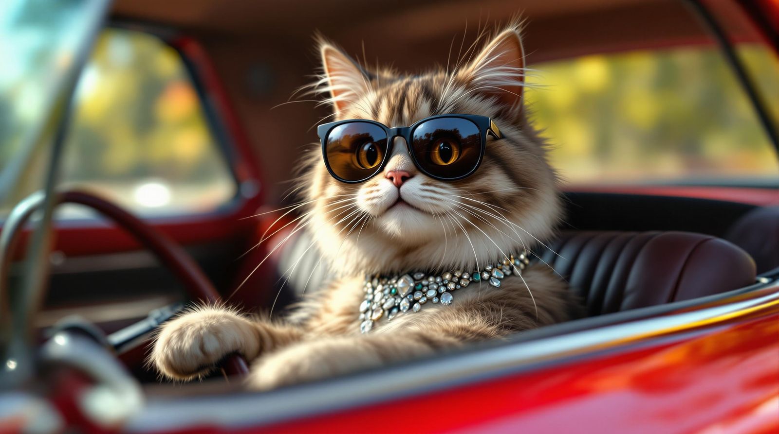 Hyper-Realistic Feline Car Enthusiast