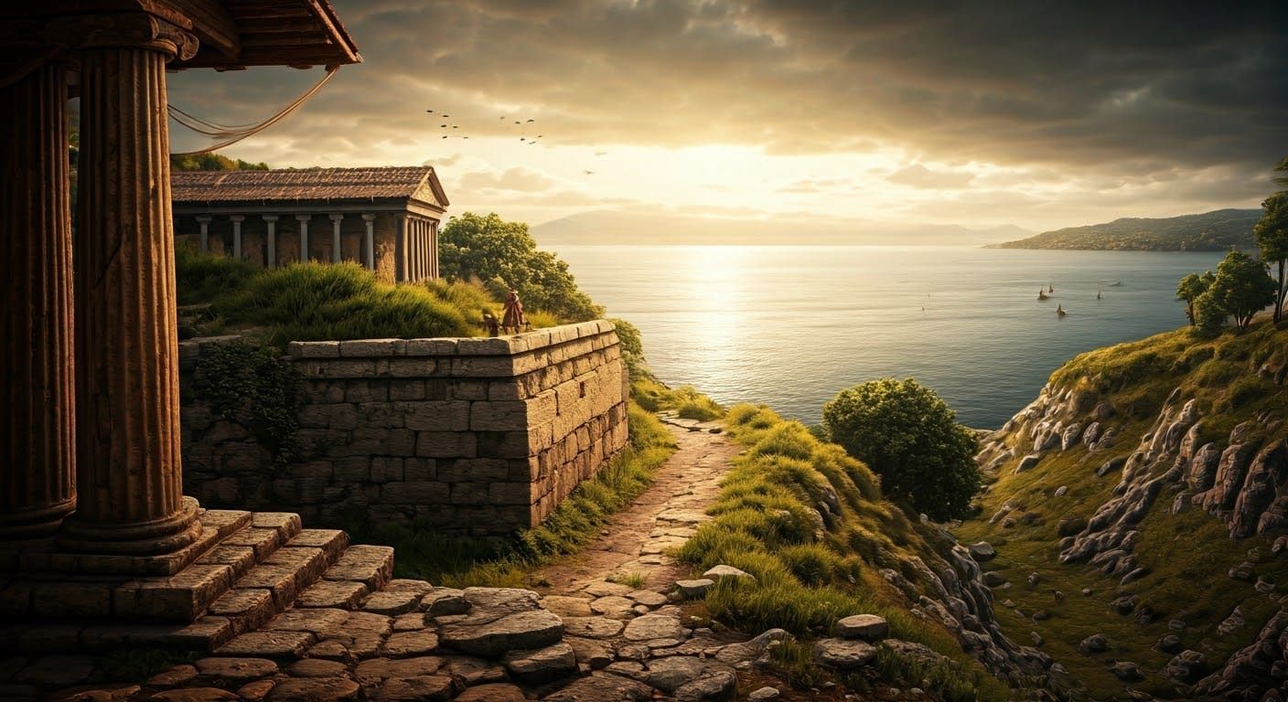 Ancient Troy Panorama in Rembrandt Lighting