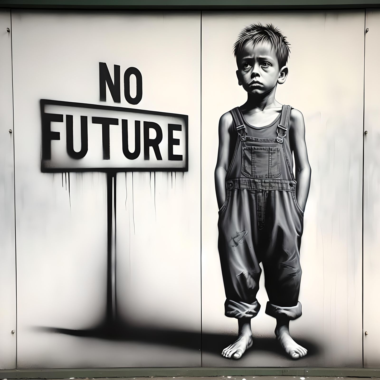 Street Art Portrayal of a Worldly Young Boy