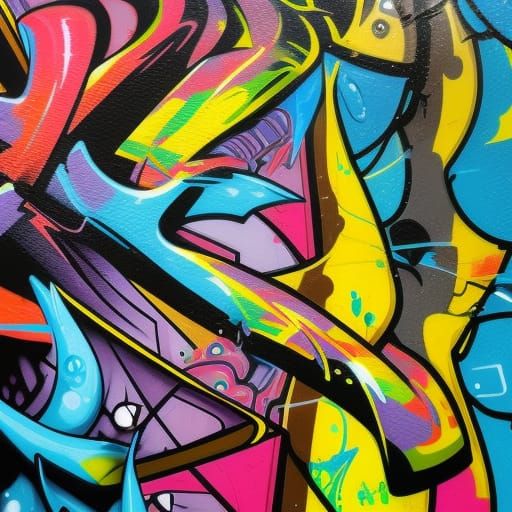 Vibrant Street Art in High Contrast Line Art