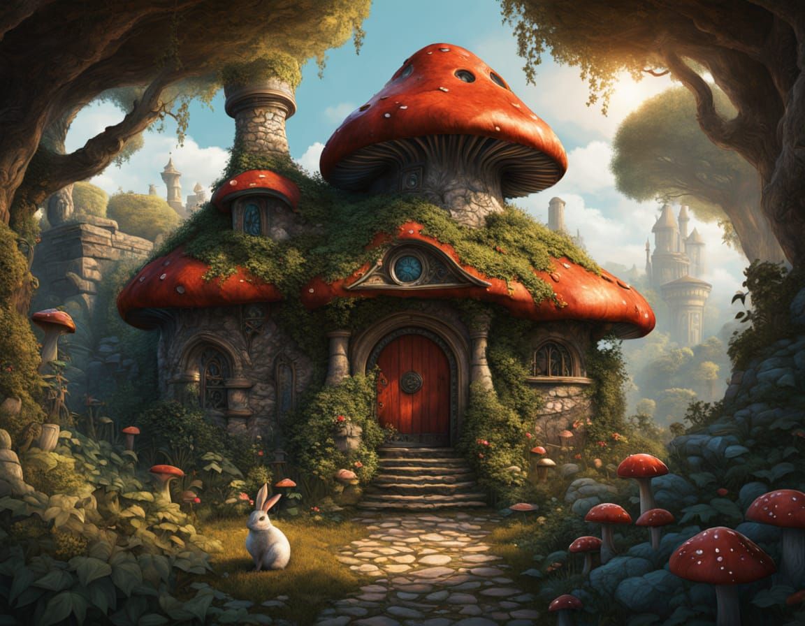 Whimsical Cottage Scene in Enchanted Forest Style