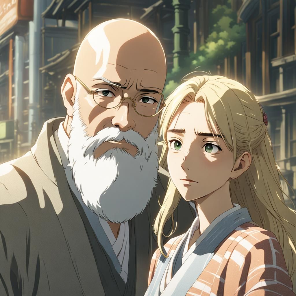 Surreal Anime Romance with Realistic Portraiture