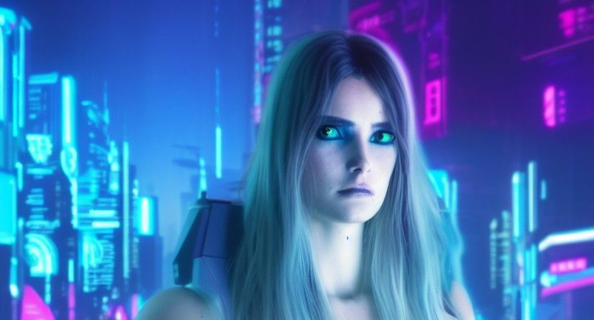 Cyberpunk Female Rebel in Neon-Lit Streets