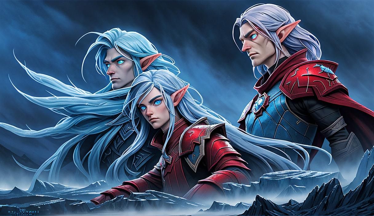 Elven Rogue in Icy Landscape, Digital Watercolor