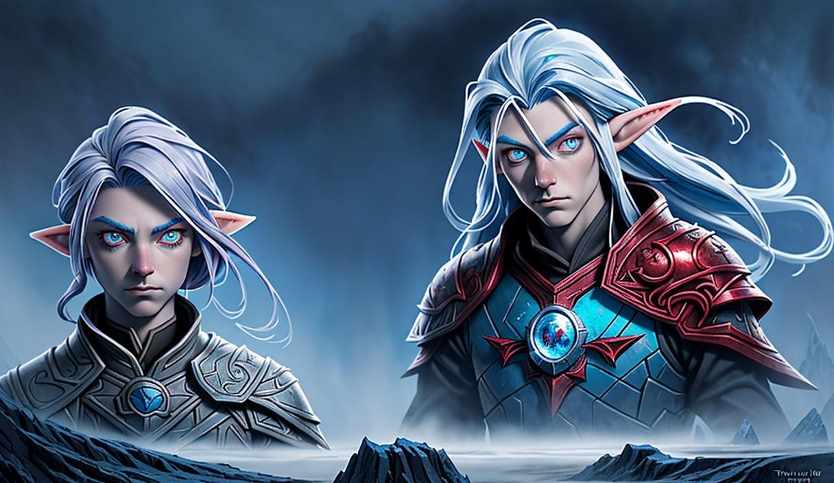 Elven Rogue in Icy Landscape, Digital Watercolour