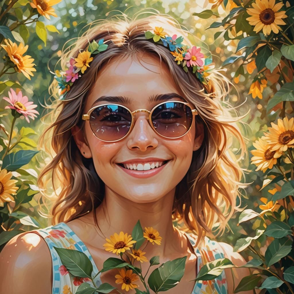 Girl Captured in Whimsical Digital Impressionism