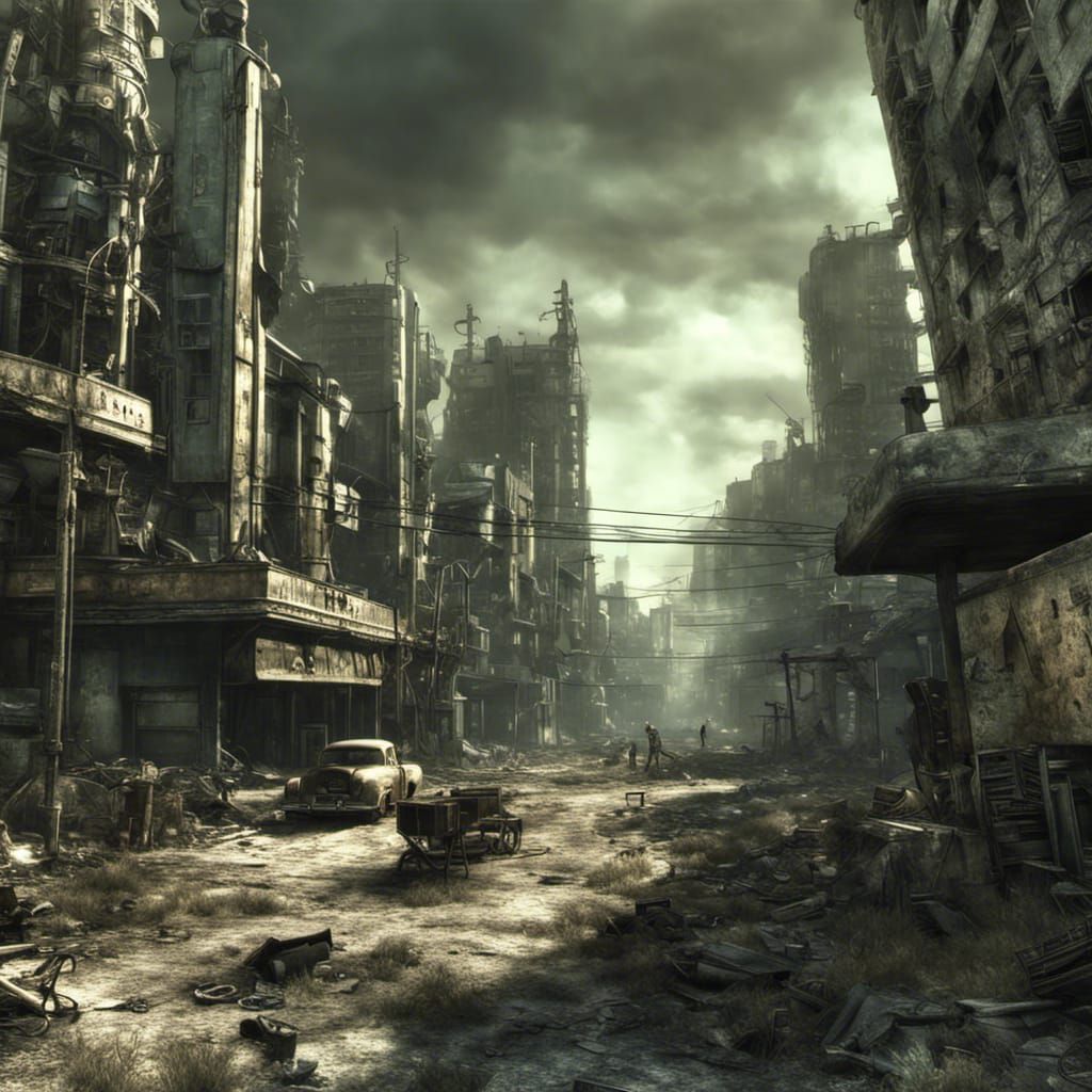 Post-Apocalyptic Ruins in Hyperrealistic Fallout 3 Style